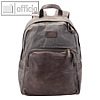 Rucksack SENSATION, mit Laptop-Fach 15", Canvas / Lederimitat, grau-braun, 47301