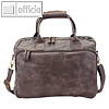 Laptoptasche MYSTIFY, 42 x 32 x 6 cm, 15", Canvas / Lederimitat, grau-braun