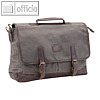 Aktentasche VEGAS, Laptopfach 15", Canvas / Lederimitat, grau-braun, 47303
