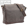 Umh?ngetasche RECKLESS, Laptop-/ Tabletfach, Canvas / Lederimitat, grau-braun