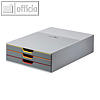 Schubladenbox VARICOLOR 3, 280 x 95 x 356 mm, 3 Sch?be, grau / farbig, 7603-27