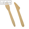 Papstar Bestecke Messer+Gabel "pure", (L)16.5 cm, Holz, 500 Stück, 86942