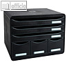 Schubladenbox STORE-BOX MAXI, DIN A4+ quer, 6 Sch?be, PS, schwarz, 306714D