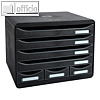 Schubladenbox STORE-BOX MINI, DIN A4+ quer, 7 Sch?be, PS, schwarz, 307714D