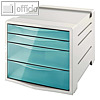 Esselte Schubladenbox Colour‘Ice, DIN A4, 4 Schübe, PS, blau/lichtgrau, 626284