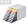 Schubladenbox VARICOLOR 10, 280 x 292 x 356 mm, 10 Sch?be, wei? / farbig, 763027
