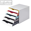 Schubladenbox VARICOLOR 5, 292 x 280 x 356 mm, 5 Sch?be, wei? / farbig, 762527