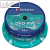 Verbatim DVD-RW Rohlinge, 4.7 GB, 4x Speed, 25er Spindel, 43639