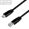 USB Anschlusskabel 2.0 mit Lineal, A-Stecker - C-Stecker, (L)1 m, schwarz