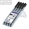 STAEDTLER Lumocolor Permanentmarker, Breiten S/F/M/B, schwarz, 4er-Set,31-9WP4GS