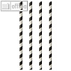 Trinkhalme "pure - Stripes", (Ø)6 mm x 20 cm, Papier, schwarz/weiß, 20x 25 St.