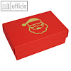 Geschenkbox GOLDENER WEIHNACHTSMANN S, 10.2 x 6.5 x 4.6 cm, 350 g/m², rot, 12er-