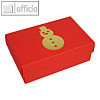 Geschenkbox GOLDENER SCHNEEMANN S, 10.2 x 6.5 x 4.6 cm, 350 g/m², rot, 12er-