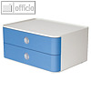 HAN Schubladenbox SMART-BOX, 2 Laden, 26 x 19.5 x 12.5 cm, ABS, hellblau,1120-84