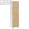 officio Schlie?fachschrank, 4 F?cher, 153 x 40 x 42 cm, Holz, wei?/eiche, 289887