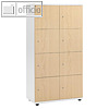 Schlie?fachschrank, 2 x 4 F?cher, 153 x 80 x 42 cm, Holz, wei?/buche, 289949