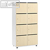Schlie?fachschrank, 2 x 4 F?cher + Posteinwurf, 153 x 80 x 42 cm, Holz, wei?/aho