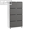 Schlie?fachschrank, 2 x 4 F?cher + Posteinwurf, 153 x 80 x 42 cm, Holz, wei?/ant
