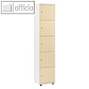 officio Schlie?fachschrank, 5 F?cher, 189 x 40 x 42 cm, Holz, wei?/ahorn, 290012