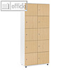 Schlie?fachschrank, 2 x 5 F?cher, 189 x 80 x 42 cm, Holz, wei?/buche, 290077
