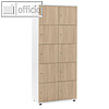 Schlie?fachschrank, 2 x 5 F?cher, 189 x 80 x 42 cm, Holz, wei?/eiche, 290079