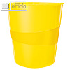 LEITZ Papierkorb WOW - 15 Liter, H 324 x Ø 290 mm, Kunststoff, gelb, 5278-10-16