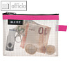 Reißverschlusstasche WOW Traveller S, 140 x 105 mm, transparent-pink, 4024-00-23