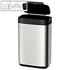 Abfallbeh?lter, geb?rsteter Edelstahl, 395 x 253 x 614 mm, 50 l, silber/schwarz