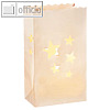 Folia Lichtertüten "Sterne", 115 x 70 x 190 mm, Papier, weiß, 5 Stück, 11910