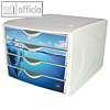 Helit Schubladenbox mit 4 Schüben, DIN A4, Dekor: arctic, PP, weiß/blau,H6129635
