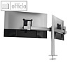 Monitorhalterung mit Arm f?r 2 Monitore bis 27", mit Tischdurchf?hrung, Alu, sil