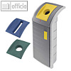 Wertstoffbeh?lter, 120 Liter, 50 x 45 x 110 cm, 3 farbige Eins?tze, ABS, grau