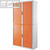 Rollladenschrank mit 4 B?den, 110 x 41.5 x 204 cm, PS/Metall, wei? / orange