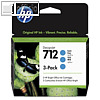 HP Tintenpatronen 712, cyan, 3x 29 ml, 3ED77A