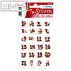 Weihnachts-Sticker DECOR "Lebkuchenzahlen" Adventskalender 1-24, 3x 24 Sticker