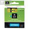 Dymo D1 Etikettenband, 6 mm x 7 m, schwarz auf gelb, S0720790