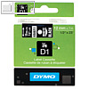 Dymo D1 Etikettenband, 12 mm x 7 m, weiß auf schwarz, S0720610