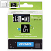 Dymo D1 Etikettenband, 19 mm x 7 m, weiß auf schwarz, S0720910