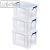 Aufbewahrungsboxen, 36 Liter, 37 x 31 x 30 cm, lebensmittelecht, Deckel, 3er-Set