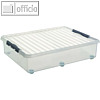 Aufbewahrungsbox Q-line, 60l, 80x50x20 cm, Rollen, Kunstsstoff, transparent