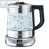 Tee-/ Wasserkocher, Fassungsverm?gen: 1 Liter, Glas/Edelstahl, silber/schwarz
