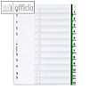 Kunststoff-Register DIN A4, 1-12, Schilder bedruckbar, 12-tlg., grün, 6210-05