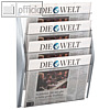 4er Wandprospekthalter im Zeitungsformat, DIN A3 quer, (H)54 cm, PP/PS, silber