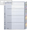 Kunststoff-Register DIN A4, 20-tlg., grau, wechselb. Einsteckschilder, 1278-00