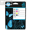 HP Tintenpatrone Multipack 912 f?r Officejet Pro 8022, CMYK, 4er Set, 6ZC74AE