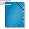 LEITZ Ordnungsmappe DIN A4, Gummiband, F?cher 1-12, blau, 3912-00-35