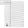 officio Zahlenregister 1-12, 170 g/qm, 11-fach Lochung, Karton, wei?, 1606