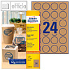 Umweltfreundl. Etiketten, rund, (?)40mm, permanent, Recycling-Papier braun 600St