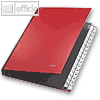LEITZ Pultordner DIN A4, F?cher 1-31, Pappe / PP ?berzogen, rot, 5931-00-25