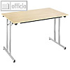 officio Klapptisch, 1.200 x 600 mm, Stahl, ahorn/silber, TPMU126EA